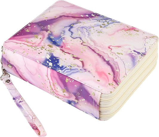 Portable Colored 120 Slots Pencil case Organizer with Printing Pattern for Watercolor Pens or Markers, Pencil Case Organizer for Artist