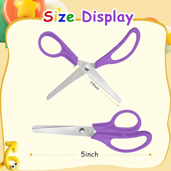 16 Packs Kids Blunt Tip Safety Scissors Bulk,5" Stainless Steel Craft Scissors for Preschool kindergarten, Xnluothsk