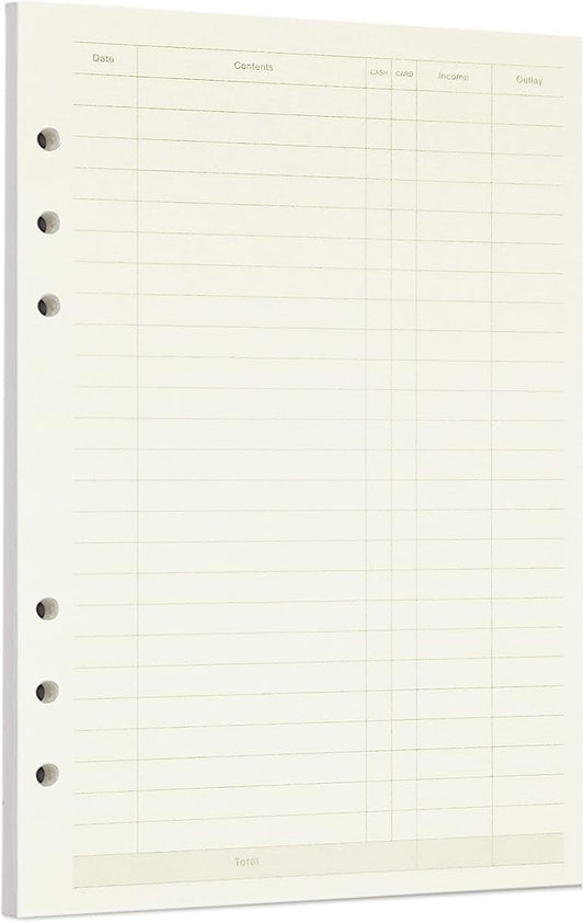 Zelten 1 Pack A5 45 Sheets/90 Pages Finance Loose Leaf Punched Paper Refills Paper for 6 Hole Binder Personal Organizer Diary Notebook Refillable Planner