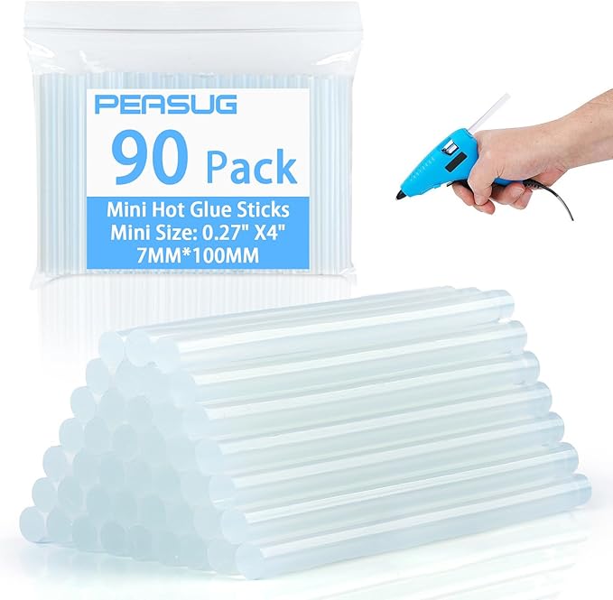 90 PCS Mini Hot Glue Sticks Bulk, Clear Glue Gun Sticks for Metal, Wood, Glass DIY Art Craft & School Projects Craft, Bond (4" X 0.27")