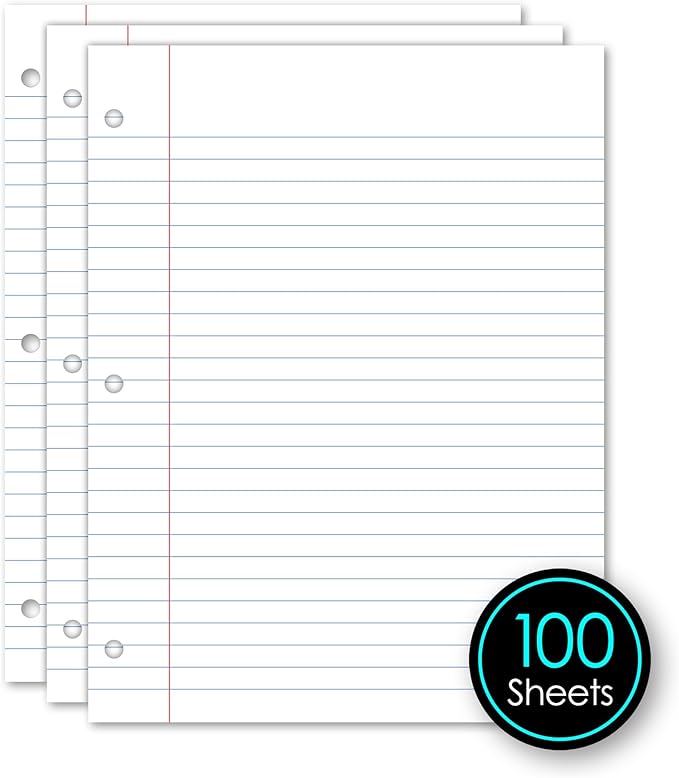 iScholar Wide Ruled Filler Paper, White, 10.5 x 8-Inches, 100 Sheets per Pack (81100)