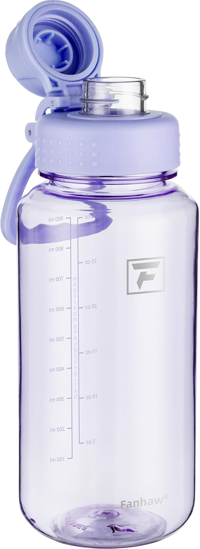 Fanhaw 32 oz Clear BPA-Free Tritan Water Bottle with Fast-Flow Spout Lid, Leakproof Wide-Mouth Reusable Bottle for Gym, School & Office (Amethyst)