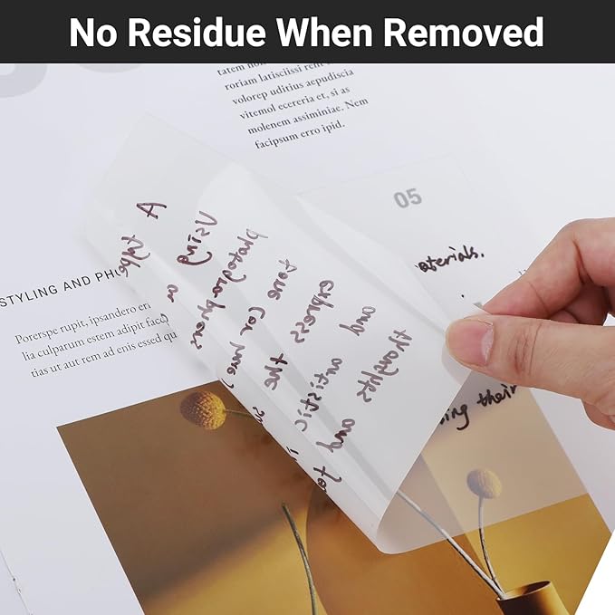 EUSOAR Transparent Sticky Notes, 100 Sheets 7x5 Inch Waterproof See Through Sticky Notes Message Reminder Clear, Translucent Book Markers Bible Page Flags Stickers Note Pads for Nursing Annotation