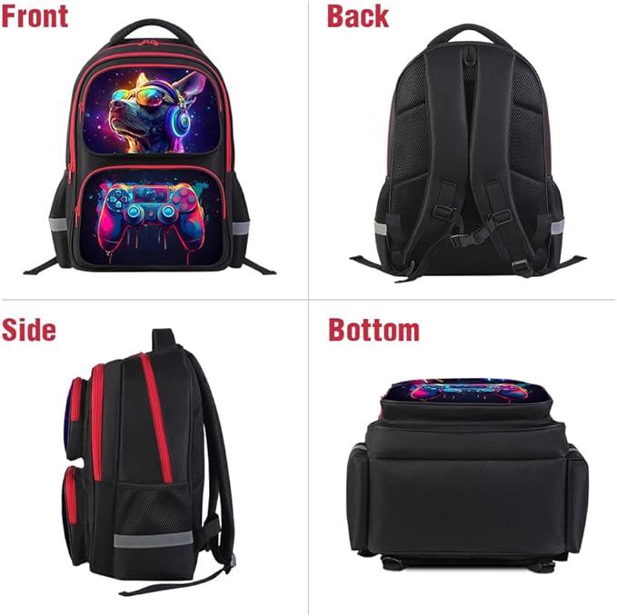 Kids Backpack for School - 17 Inch 3D Reflective Cartoon Bookbag with Dual Zippers, Ergonomic Design for Boys & Girls Ages 6-18 | Durable 600D Polyester Children's Backpack