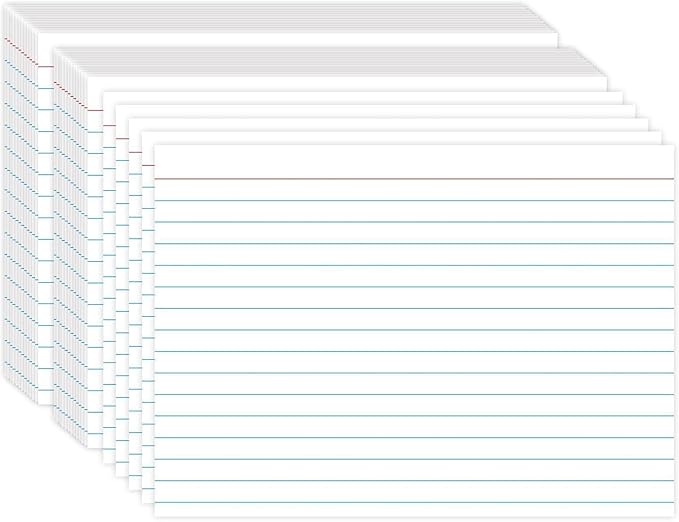 White Index Cards 5x7, Ruled Index Cards, Flash Cards for Studying, File Note Cards, Study Cards, Flash Cards, 100 Pcs Lined Index Flashcards for Office and School Supplies