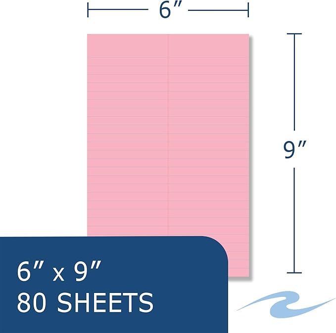 ROARING SPRING Enviroshades Colored Steno Books, 4 Pack of Memo Pads, Recycled Pink Paper, 6" x 9", 80 Sheets, Gregg Ruled, Perforated, Wirebound, Heavy Chipboard Back