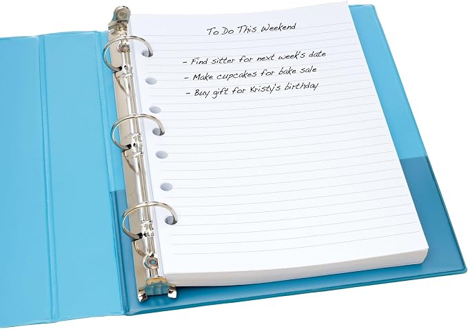 Mini Size Binder Filler Paper, 7-Hole Side Punched, 5.5 x 8.5, College Rule, 100/Pack
