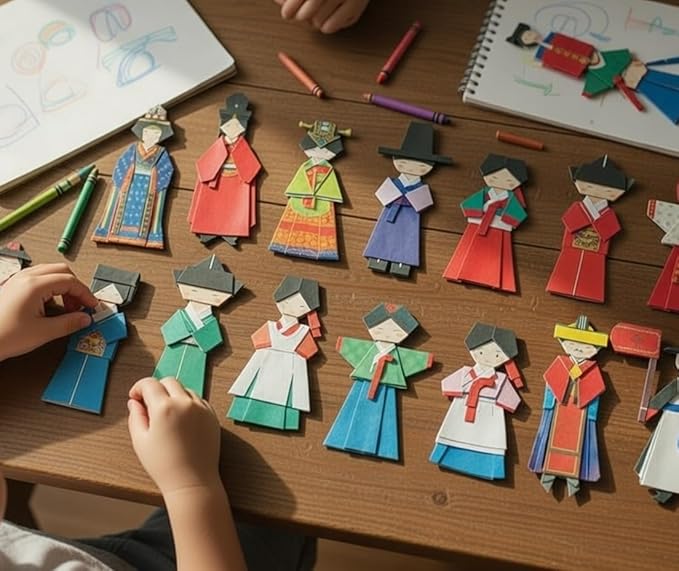 Korean Origami Kit for Kids & Adults – Traditional Hanbok Patterns, 96 Sheets, DIY Craft Gift + English Instructions