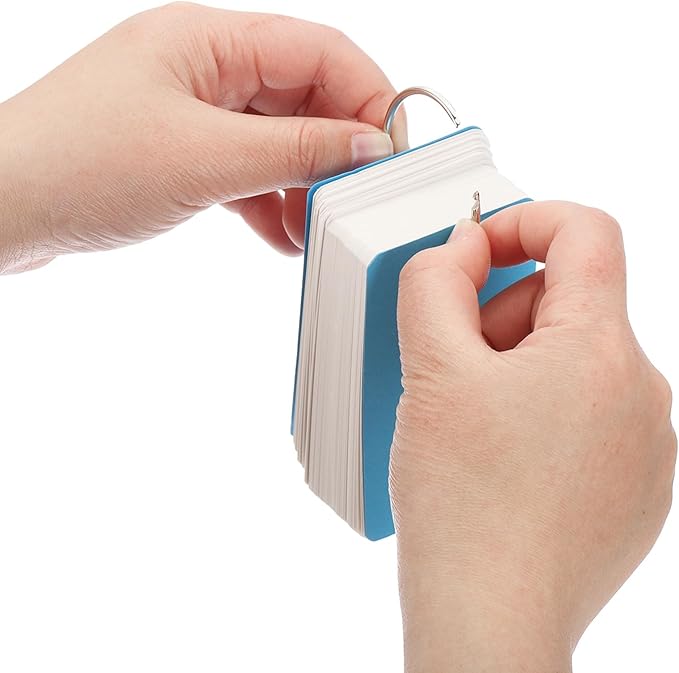 PATIKIL Blank Index Cards with Ring, 1000Pcs Blank Flash Card 3.5x2" Study Note Cardstock for Memory Learning Studying Office Supplies, Blue White