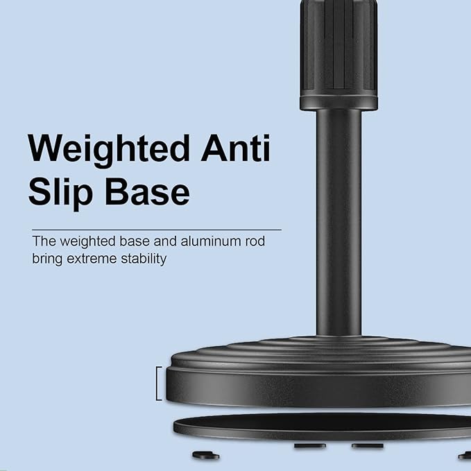 Adjustable Height (9.8-13inches) Phone Stand for Desk Office, Thick Case Compatible, 270 Flexible, Black