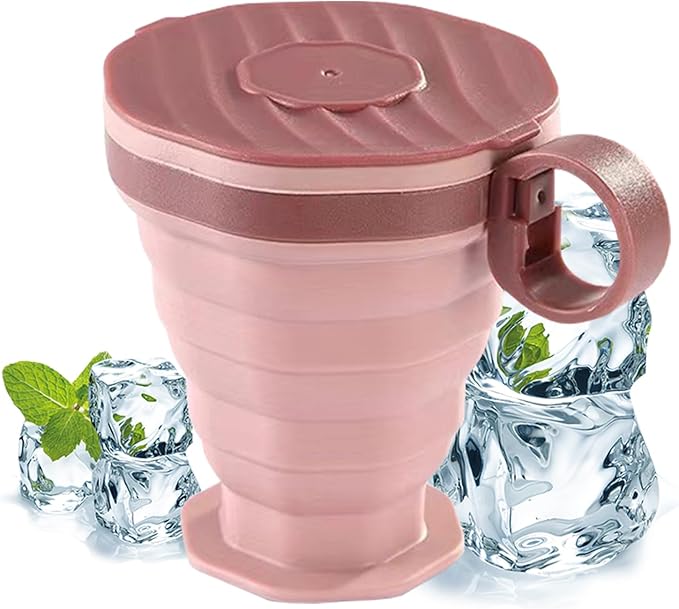 Lightweight Folding Cup, Outdoor Coffee Mug, Reusable Travel Cup with Leak-Proof Lid, Durable Silicone Construction, Compact Portable Accessory with Foldable Design, Outdoor Tool for Camping