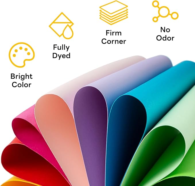 Colored Construction Paper, 100 Sheets Goefun 25 Colors Variety Multicolored Cardstock, 65lb Colored Cardstock 8.5x11 for Crafts & Printing