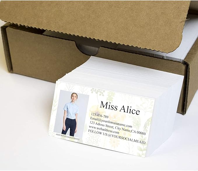200/500Pcs Business Card Customization (Add Picture or Logo), Thick Coated Paper Business Card Double-sided Printing-2"x3.5" Inches (Color-K)