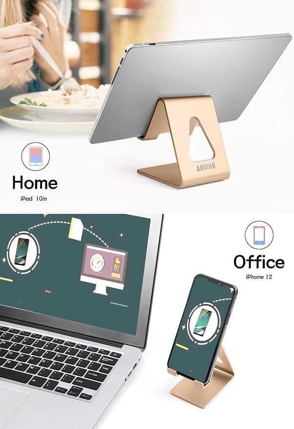 Aoviho Cell Phone Stand for Desk, Aluminum Phone Holder for iPhone 17 16 15 Pro Max, Samsung Galaxy, Stable Office Desk Accessories,Hands Free Stand for Office Home, Rose Gold
