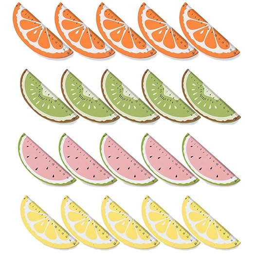 Wooden Rulers for Kids, Wood Measuring Ruler, Student Ruler, Creative Fruit Modeling, for Children, Students, Office Supplies, Teaching Rewards Prizes (20)