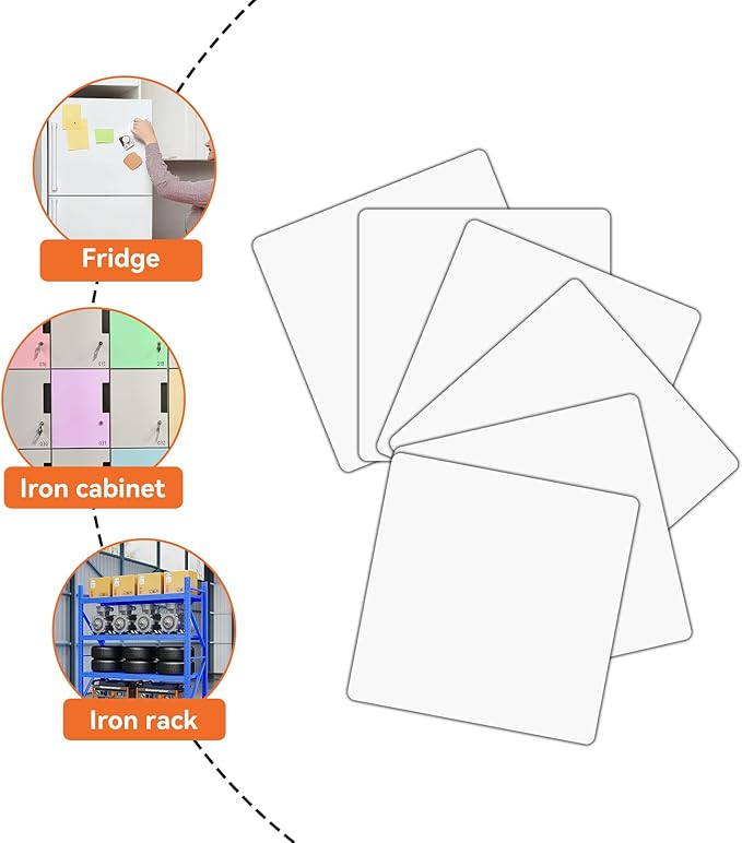 18 Packs Reusable Magnetic Sticky Notes, 3" x 3" Dry Erase Magnets Labels, White Sqaure Magnet Post it Notes for Whiteboard, Fridge, Locker, Cabinet, Door - Office & Classroom Supplies