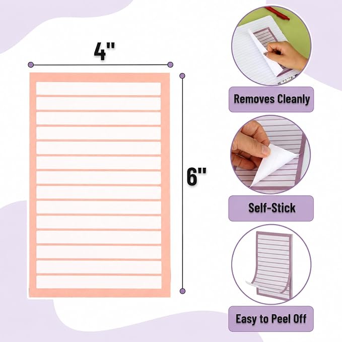 Mr. Pen- Lined Sticky Notes, 4" x 6", 6 Pads, 270 Sheets, Sticky Notes with Lines, Ruled Post Stickies, Memo Pads, Self-Stick Note Pad for Office, School, Home, Study & Organization