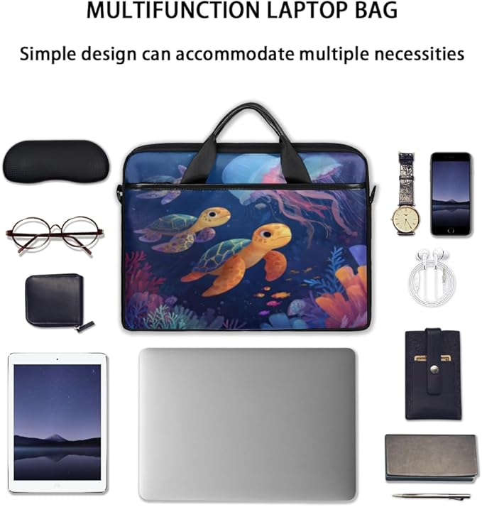 Cute Sea Turtle Laptop Sleeve Case for 13-15 inch Computer Bag Protective Laptop Handle Bag for Women Men