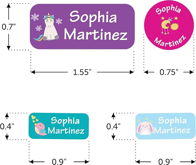 Waterproof Custom Name Stickers (135 Labels) - Personalized Daycare Labels for Clothing, Water Bottles, Lunch Boxes & School Supplies - Ideal for Camp & Daycare - No-Iron (Sweet Dreamss)