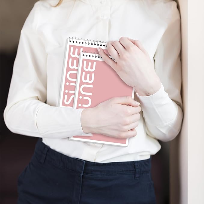 SUNEE 2 Pack Steno Pads 6x9, Gregg Rule, 60 Sheets, Spiral Notebook 6x9, White Paper, Take Notes with Top Spiral Notebook, for School, University, College, Work, Office, Pink
