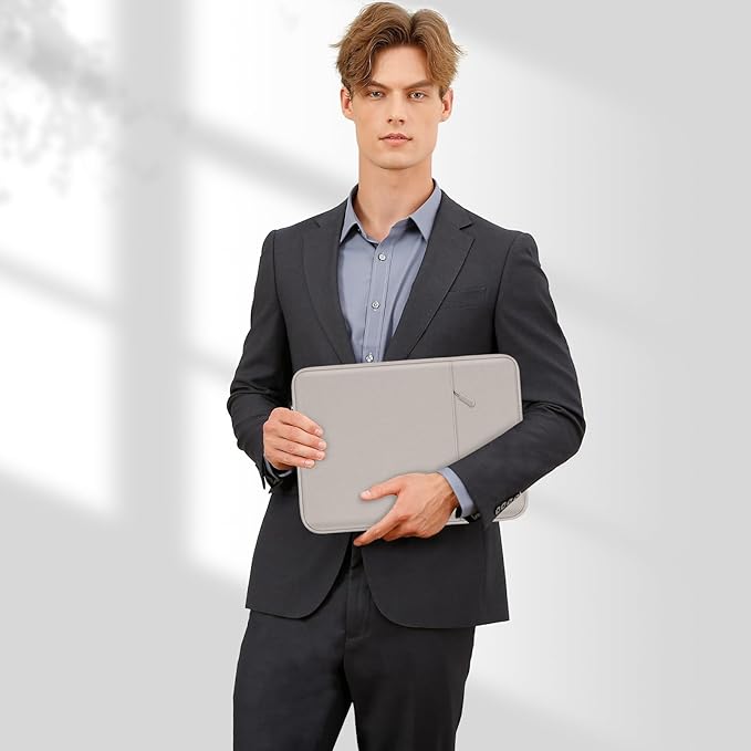 MOSISO Laptop Case 15 inch, 15 inch Laptop Sleeve Compatible with MacBook Air M5 A3448 M4 A3241 M3 A3114 M2 A2941 2026-2023, Dell XPS, Polyester Vertical Computer Sleeve Bag with Pocket, Stone Gray