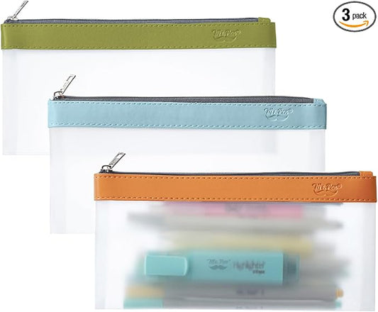 Mr. Pen- Clear Pencil Pouch, 8.50"x4.25", 3 Pack, Durable TPU Material, Medium Water-Resistant Pencil Bags with Smooth Zipper, Multipurpose Clear Pouch for Stationery, School, Office, Travel Supplies