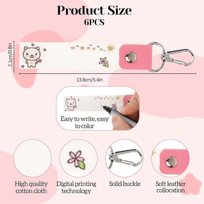 6 Pcs Personalized Name Tag Hooks for Kids Child ID Tags Backpack Name Tag Daycare Name Label Hooks for Backpacks Water Bottle (Cute Style)