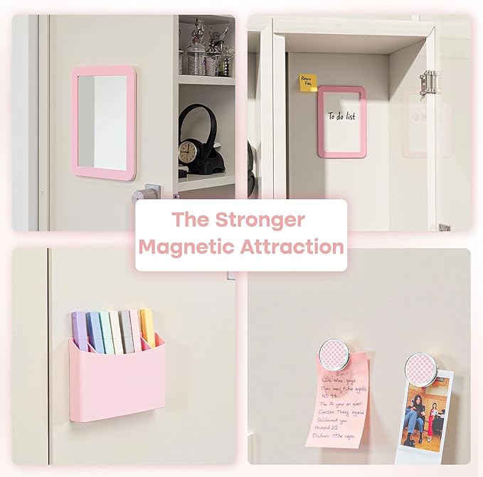 Locker Organizer Accessories Kit for Girls, 8 Pcs Pink Locker Decorations for Middle School, Back to School Preppy Essentials Set