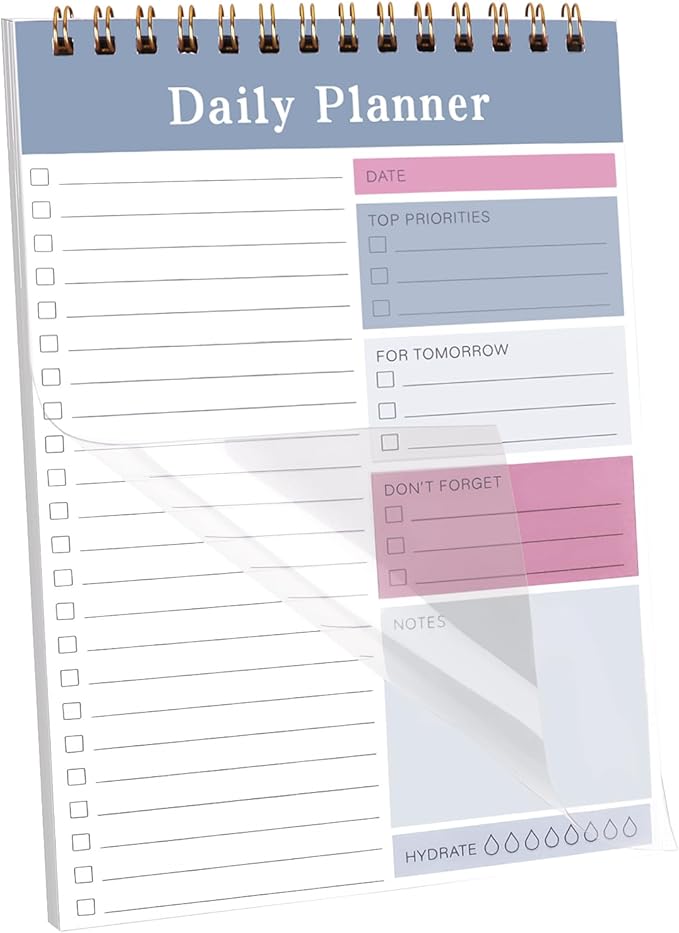 Newkita 30 Sheets Undated Daily Planner Memo Pad, 5.1x7.8 Inch To Do List Notebook, Multiple Functional Checklist Notepads for Office, School and Home (Blue)