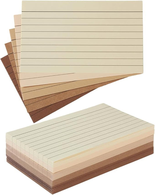 100 Sheets 3x5 Colored Ruled Note Cards Index Cards, 250 GSM Heavy Flashcards, 5 Brown