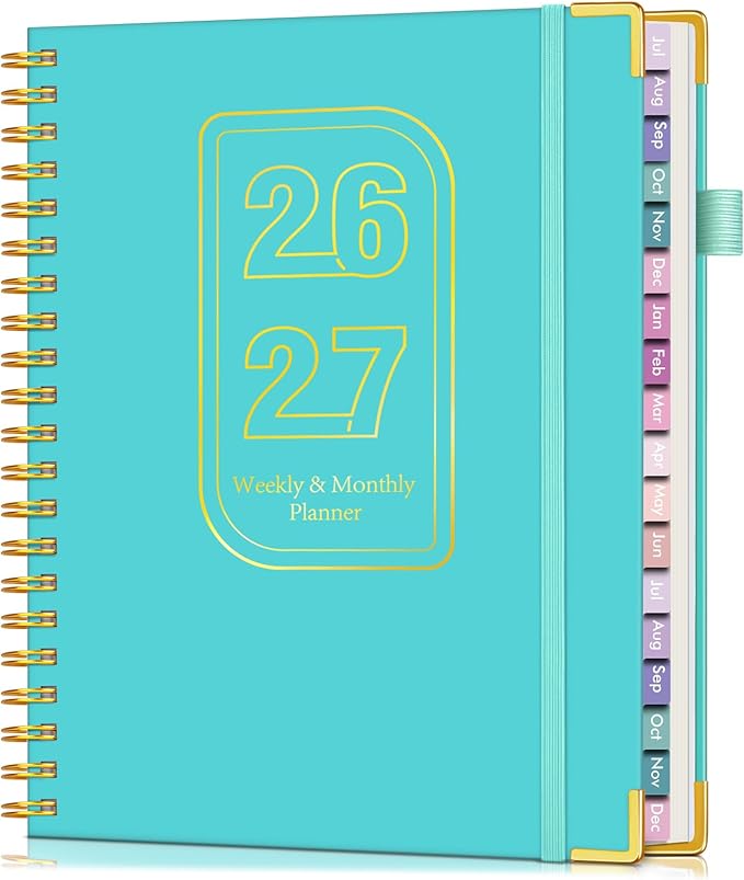 Academic Planner 2026-2027, 18 Months Weekly and Monthly Hardcover Planner, July 2026 - December 2027, 8.5" x 11" A4 Large Daily Calendar Planner Book with Tabs, Spiral College School Agenda Organizer for Student Teacher, Pacific Green