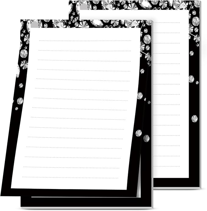 2 Pack Lined Sticky Notes 4x6 in, Cute Self-Stick Notepads with Lines, Large Memo Pads Strong Adhesive for Office, Home Glitter Diamond