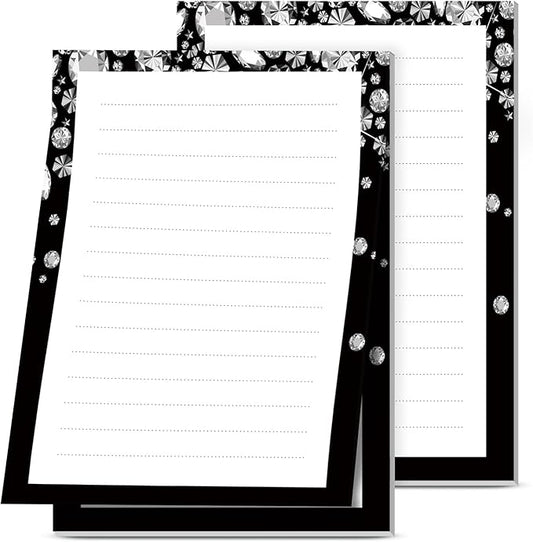 2 Pack Lined Sticky Notes 4x6 in, Cute Self-Stick Notepads with Lines, Large Memo Pads Strong Adhesive for Office, Home Glitter Diamond