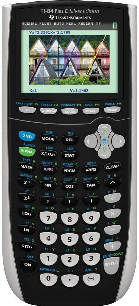 Texas Instruments TI-84 Plus C Silver Edition Graphing Calculator, Black (Renewed)
