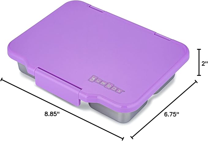 Yumbox Prêt Leakproof Stainless Steel Bento Lunch Box, 3.4 Cup Healthy Portion Size for Balanced Eating – Durable Lunch Container for Sandwiches & Snacks (Lavande Purple)