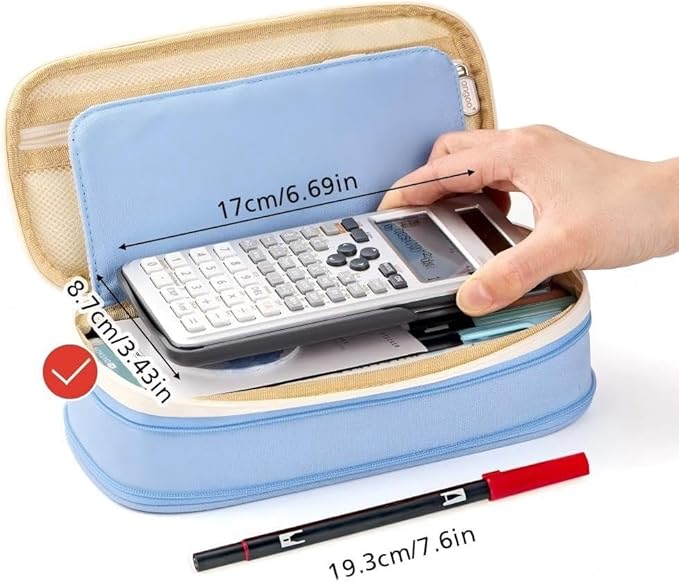 EASTHILL Big Capacity Pencil Pen Case Office College School Large Storage High Capacity Bag Pouch Holder Box Organizer Light Blue