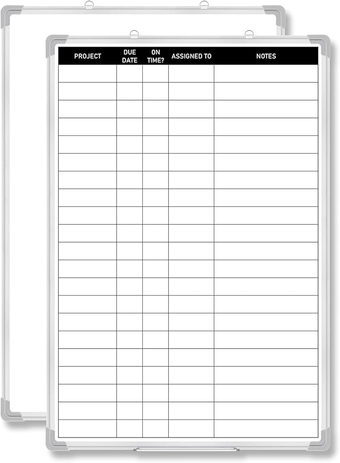 Lincia Aluminum Frame Dry Erase Board with Lines, Double Sided Wall-Mounted Whiteboard for Scheduling, to Do Lists & Weekly Planning, Reusable Calendar for Home & Work(Project Planning Board,18"x24")