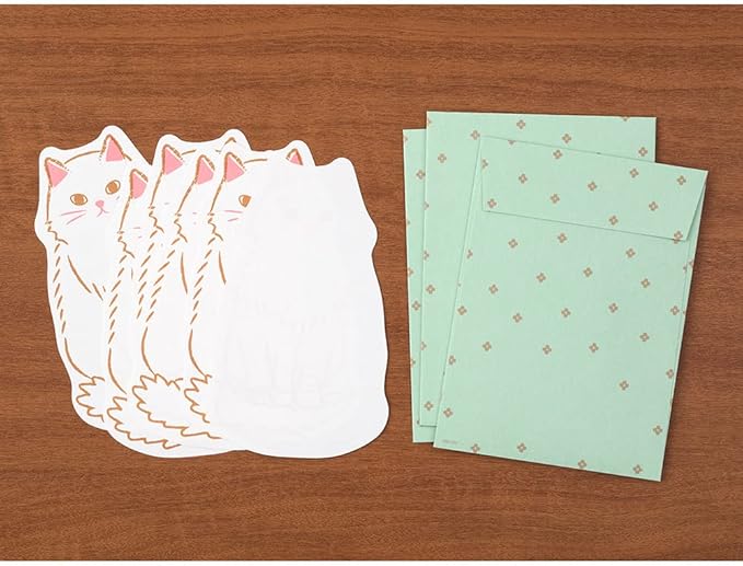 DESIGNPHIL 86924006 Midori Letter Set, Die Cut, Cat Pattern
