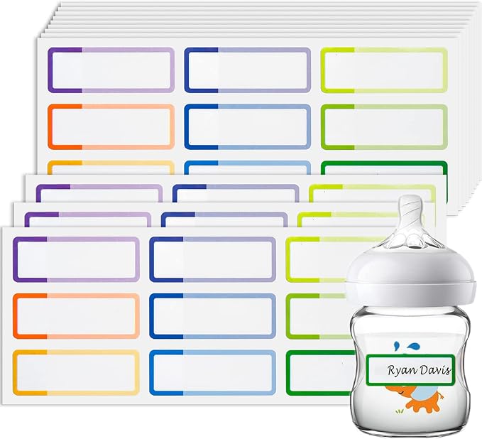 Name Labels for Kids Stuff Daycare, Waterproof Daycare Labels for School Supplies, 144 PCS Water Bottle Label, Name Tag Stickers for Day Care Essentials, Self-Laminating, Dishwasher Safe