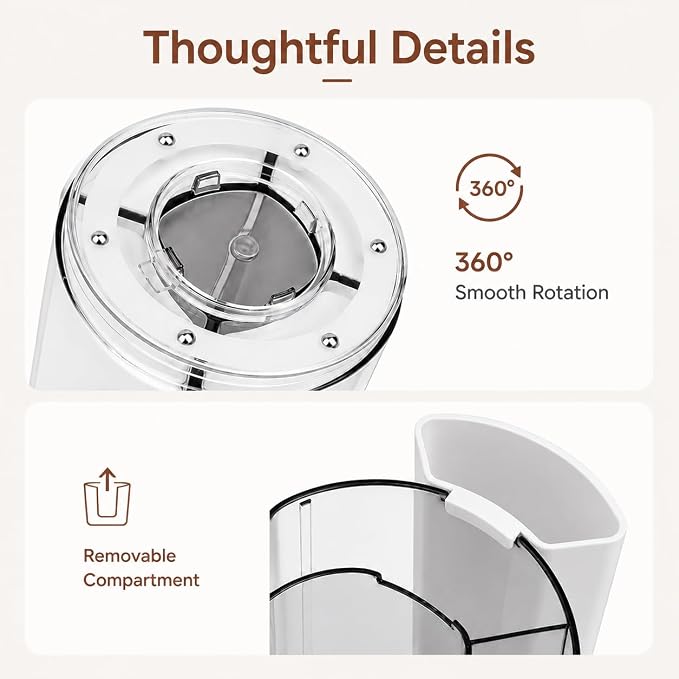 360° Rotating Pen Holder for Desk Adjustable Pencil Organizer, Gray-White | Plastic Pen Cup for Women Cute Office Supplies and Accessories Desktop Storage Box Art Caddy for School, Work, Home