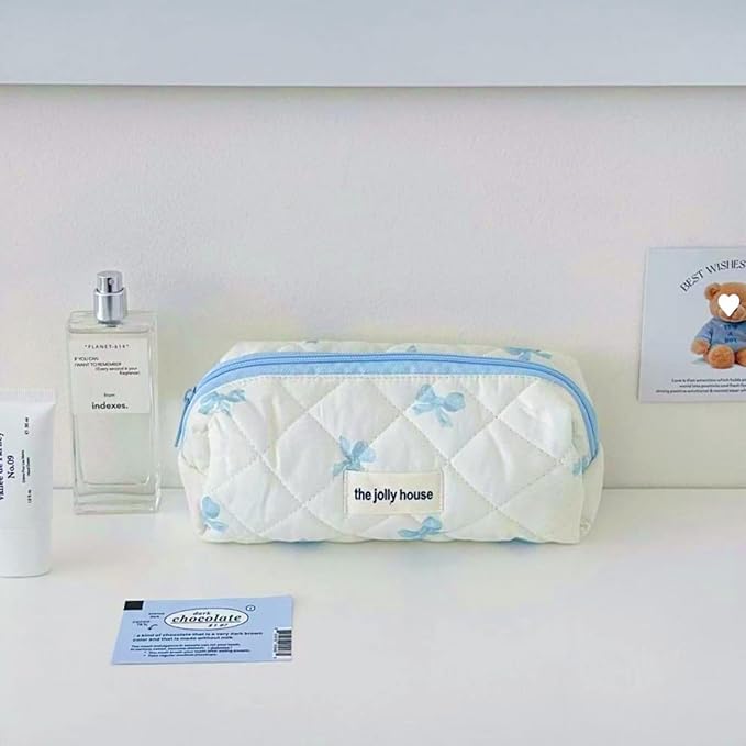 Carry bloom Pencil Pouch Cute Pencil Case for Girls Aesthetic Pencil Bag with Zipper Pen Cases School Supplies Makeup Bag (butterfly blue)
