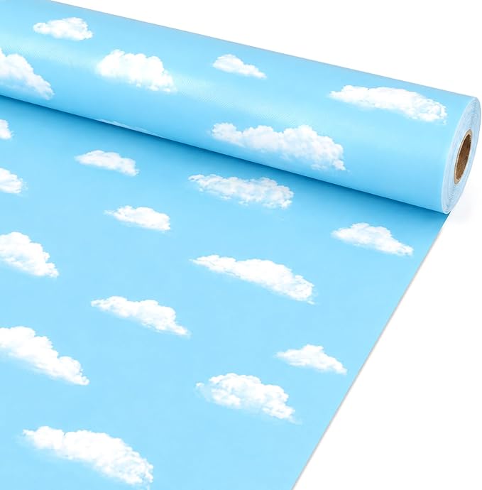 Blue Sky Cloud Bulletin Board Roll Non-Woven Fabric Poster 15.7" x12ft
