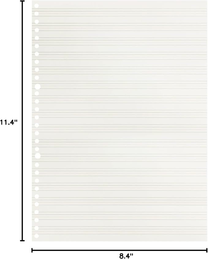 Zelten 2 Pack A4 90 Sheets/180 Pages Four Line Loose Leaf Paper for 30 Hole Binder Handwriting Practice Paper Blank Writing Pages - for Students Learning to Write Letters