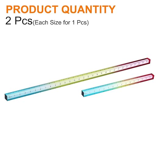 HARFINGTON 2pcs Acrylic Clear Straight Rulers 15/30cm Metric,Colorful | Transparent Gradient Three-Dimensional Plastic Ruler Square Cube Measuring Tool for Classroom