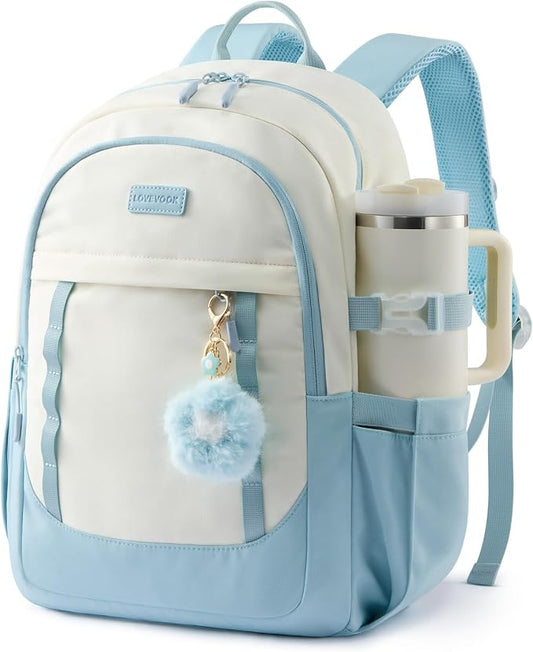 LOVEVOOK School Backpack for Teen Girl, Cute Student Bookbag Fits 15.6 Inch Laptop, Back to School Backpack Purse for Teenagers, Casual Daypack Kid Back Pack Travel Bag, Gift