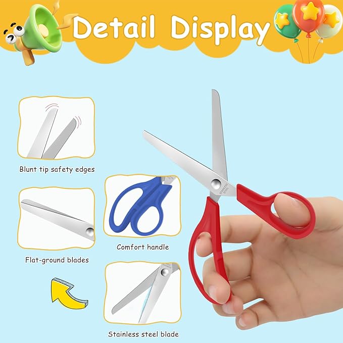 36 Packs Kids Blunt Tip Safety Scissors Bulk,5" Stainless Steel Craft Scissors for Preschool kindergarten, Xnluothsk