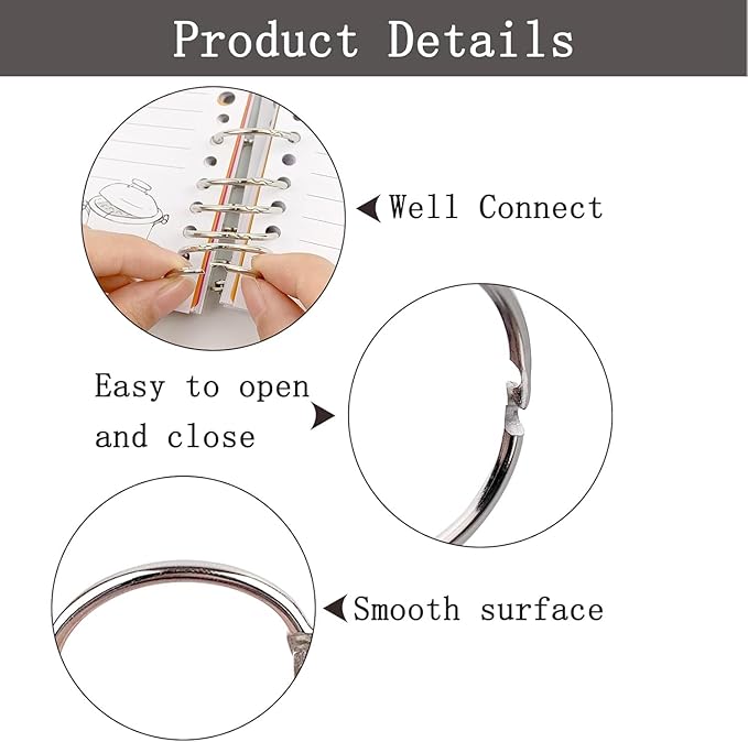 2 Inch Binder Rings (10 Pack) Heavy Duty Loose Leaf Metal Book Rings, Nickel Plated Steel Keychain Key Rings for Index Cards, Flashcards & Organizing Ideal for School, Home & Office