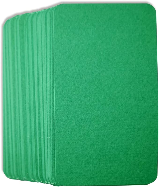 PPAPPAPPIYO 3.5x2 rounded corner index cards180gsm Thick Cardstock, Blank Colored Flash Cards for Study, Notes, Business Cards & Labels, Small Notecards 100 Pack (green)