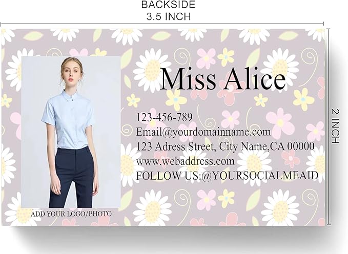 200/500Pcs Business Card Customization (Add Picture or Logo), Thick Coated Paper Business Card Double-sided Printing-2"x3.5" Inches (Color-O)