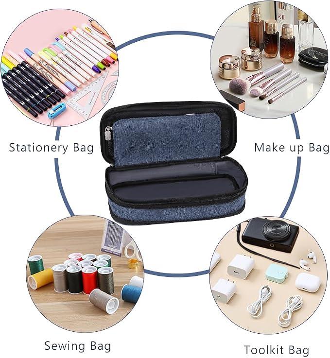 iSuperb Foldable Pencil Case Zipper Big Capacity Aesthetic Canvas Pencil Pouch Compartments Stationery Organizers Pen Bag for Kids Girls Boys Teen Child Student School Supplies Makeup Bags